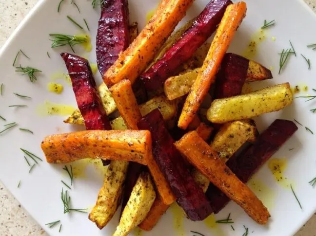 frytki z batatów marchewki pietruszki