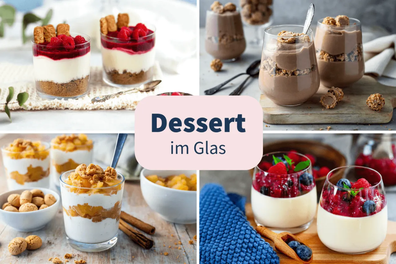 Verschiedene Desserts im Glas Beispiele