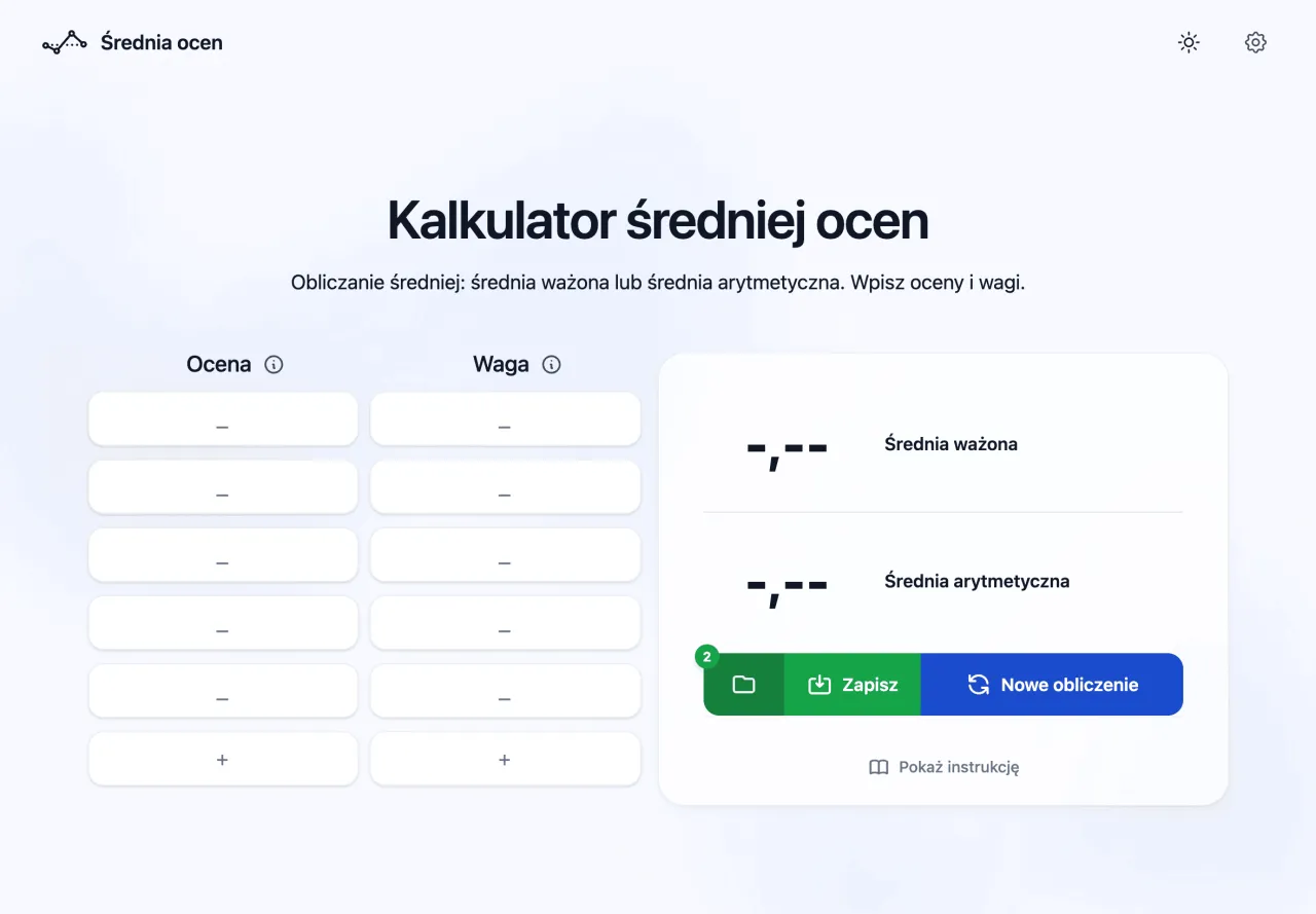 Darmowe kalkulatory średniej ważonej online