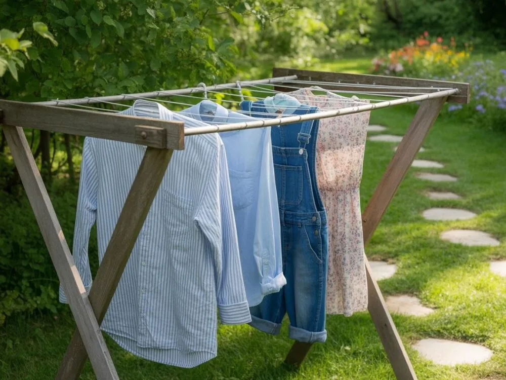 drewniana suszarka stojąca na pranie DIY