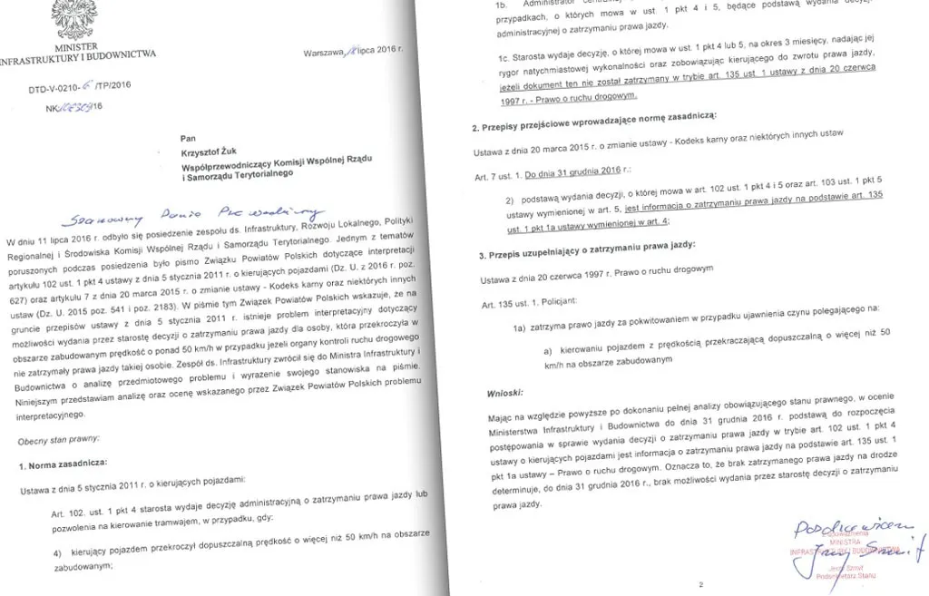 decyzja starosty cofnięcie prawa jazdy
