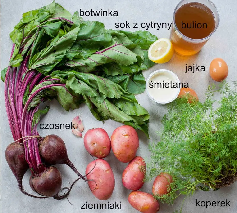 składniki na zupę botwinkową