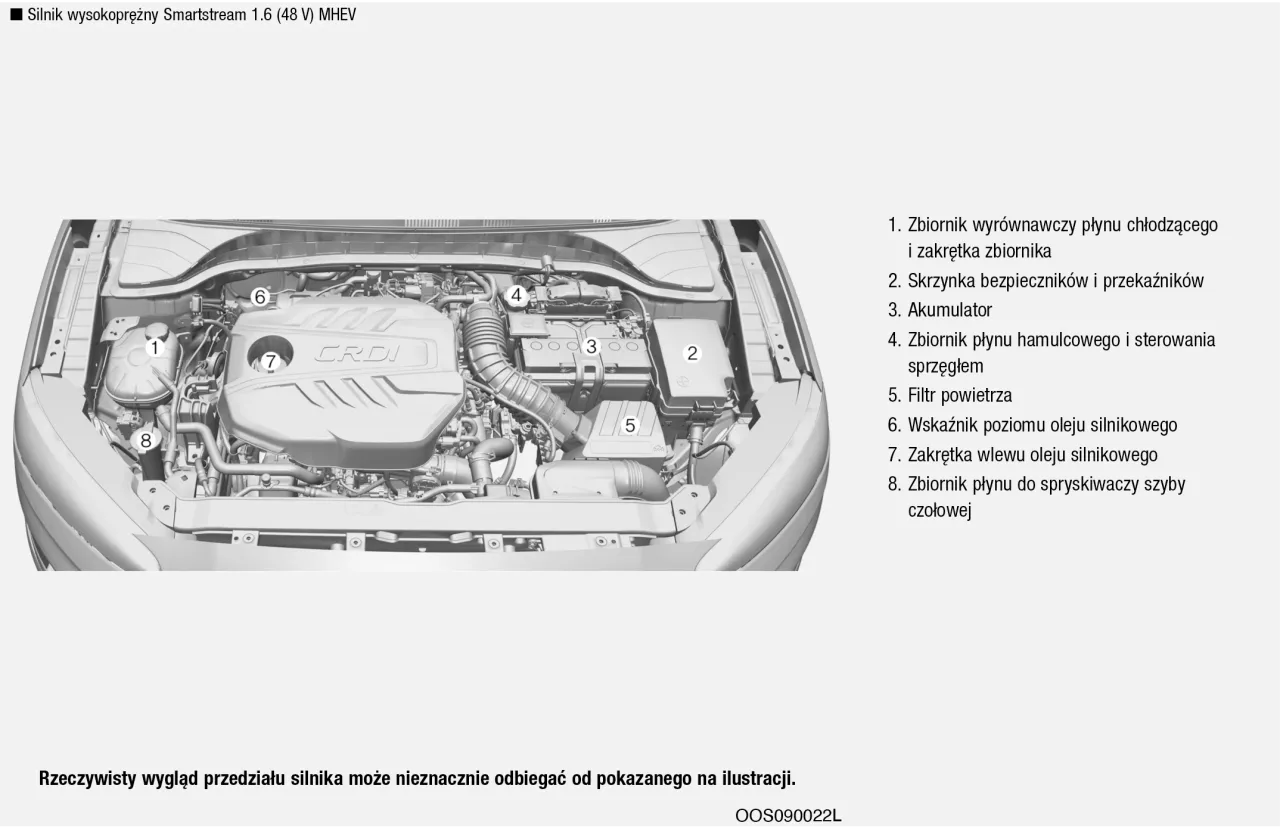 Instrukcja obsługi samochodu z zaznaczoną sekcją o wymianie oleju