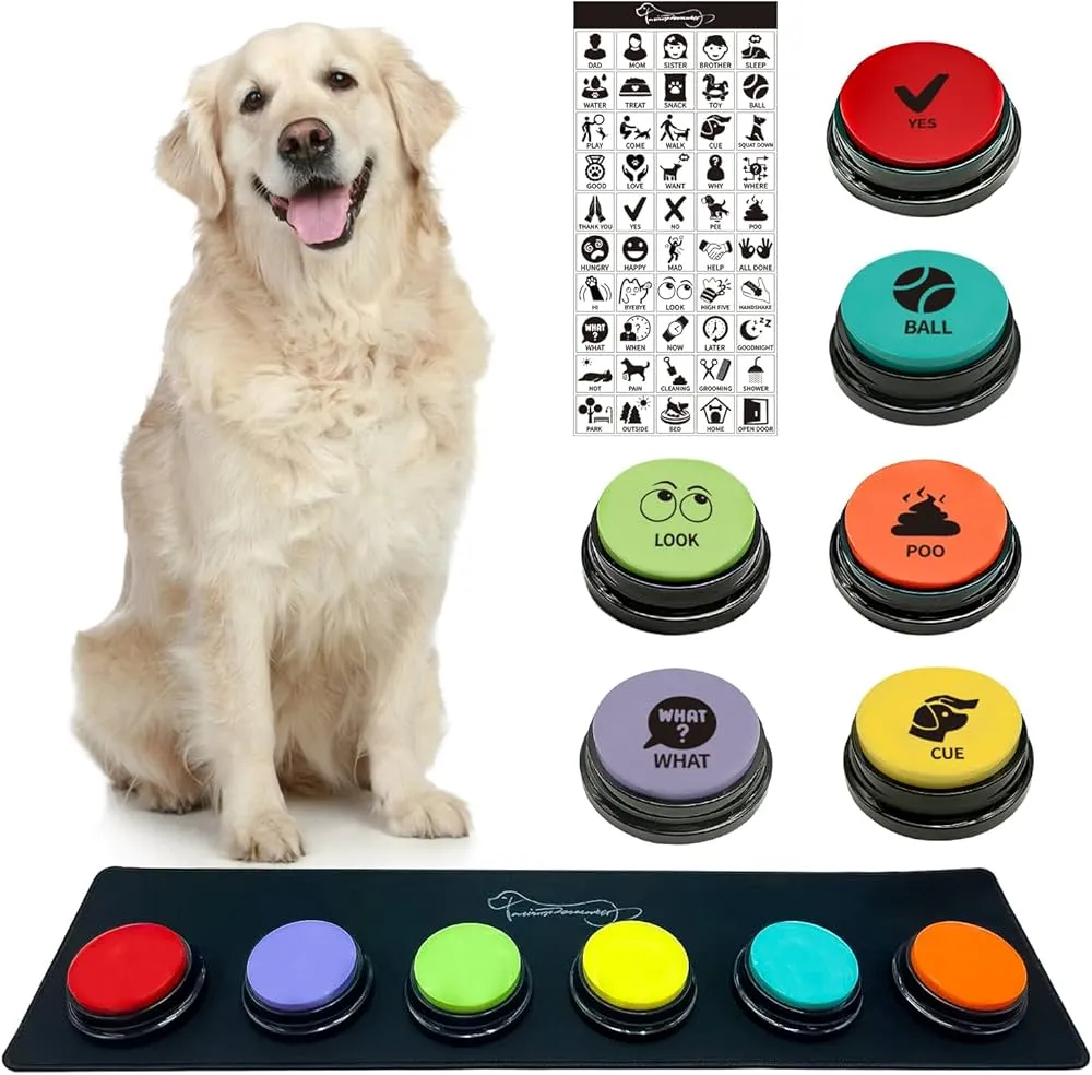 Pies naciskający guziki do komunikacji