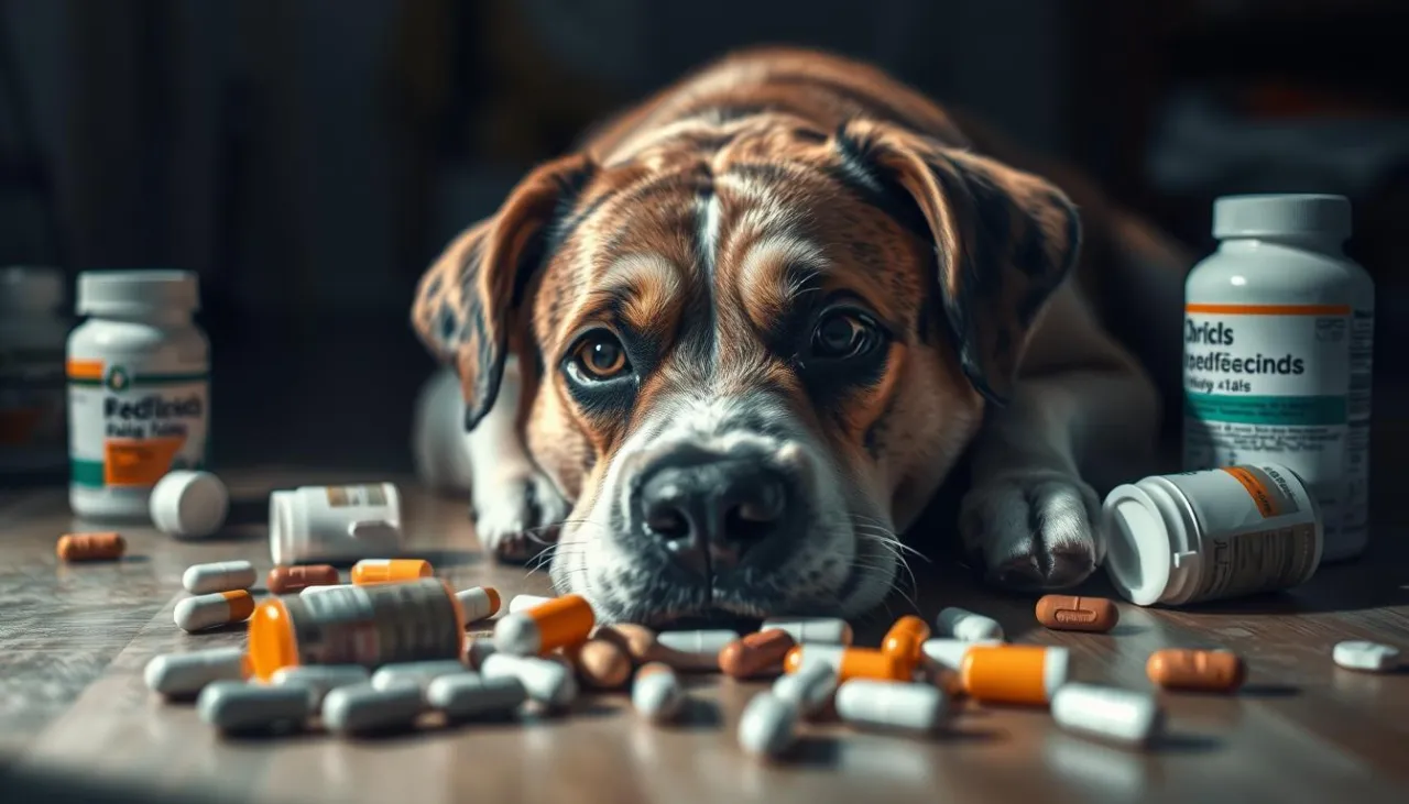 pies odpoczywający na kanapie po podaniu leków