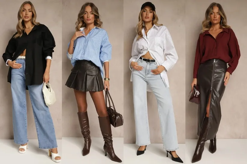 Stylizacje bluzek koszulowych oversize