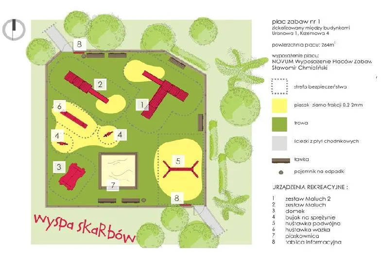 schemat strefy bezpieczeństwa plac zabaw