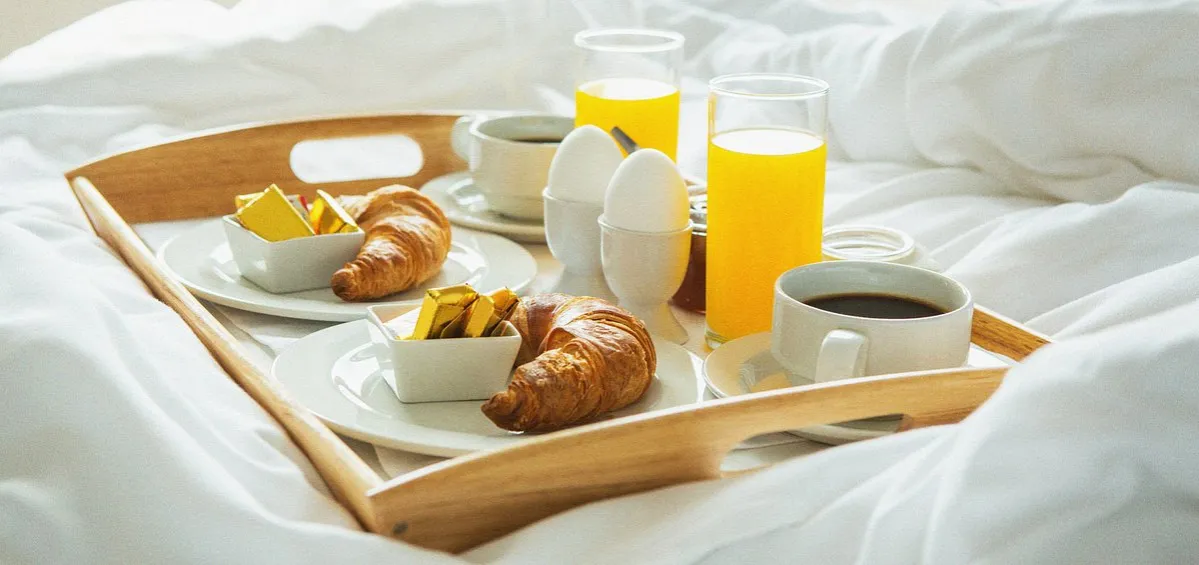 Hotel room with breakfast