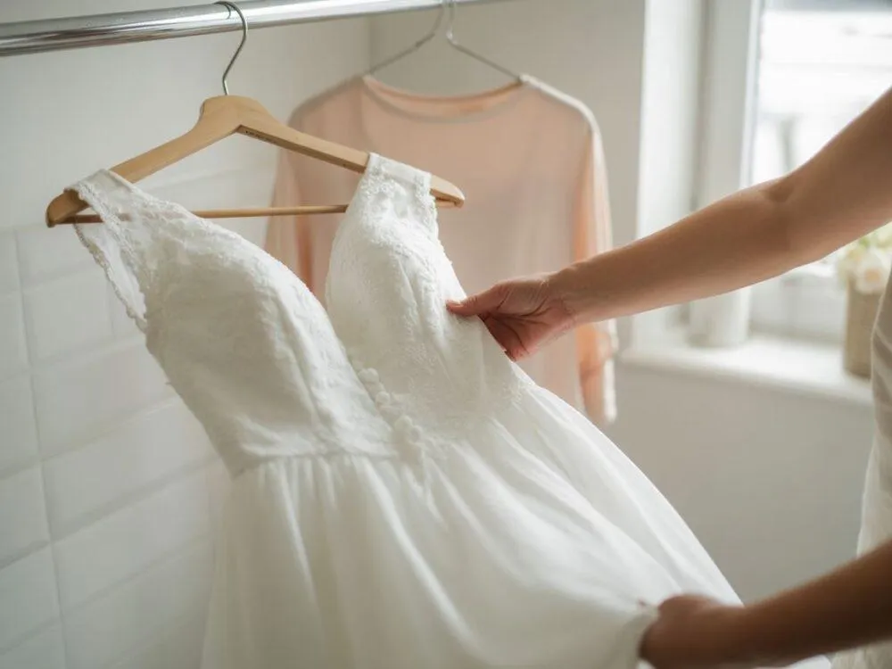 Suszenie sukni ślubnej na płasko
