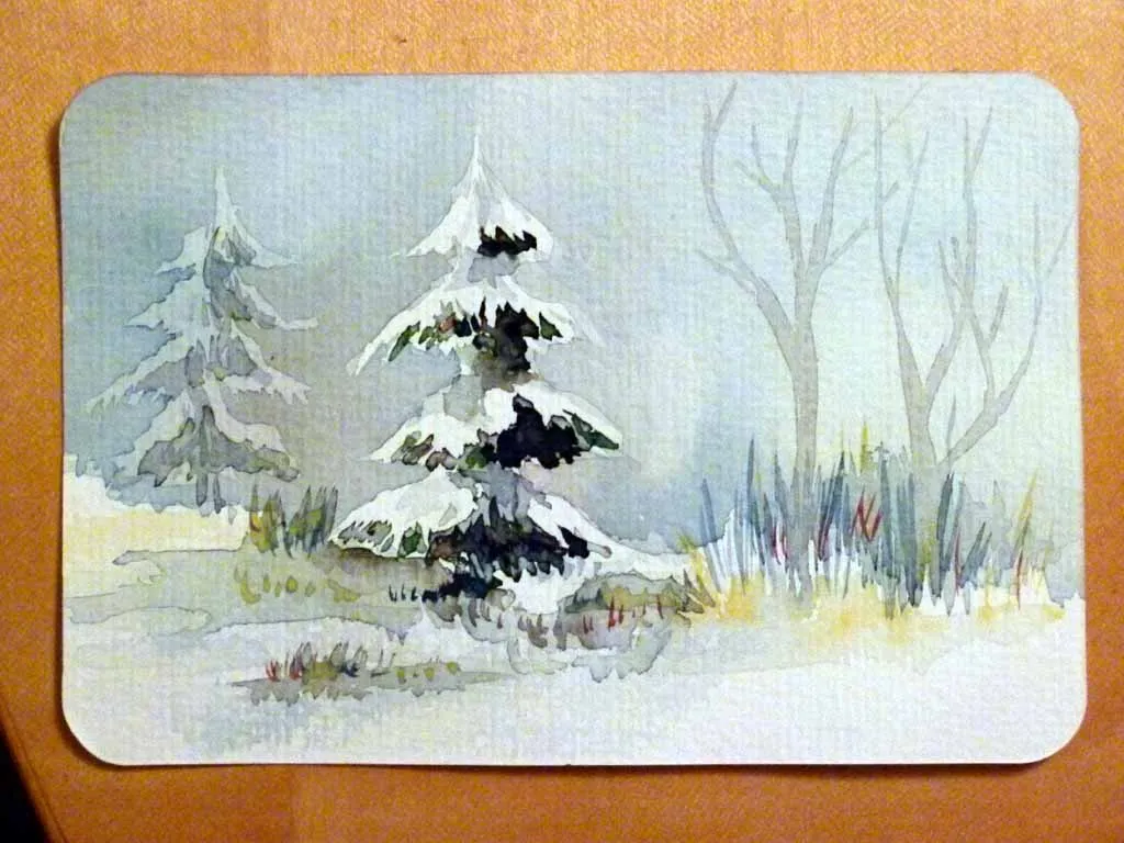 Aquarell Nass-in-Nass Technik Beispiel Weihnachten