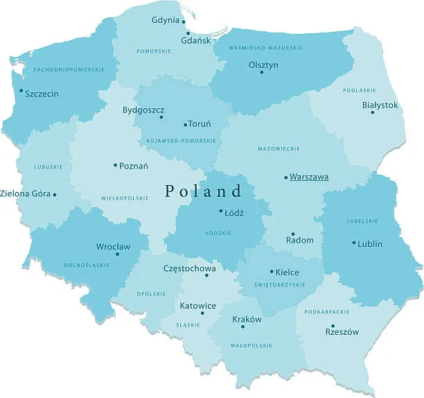 Mapa Polski z zaznaczonym Szczecinem