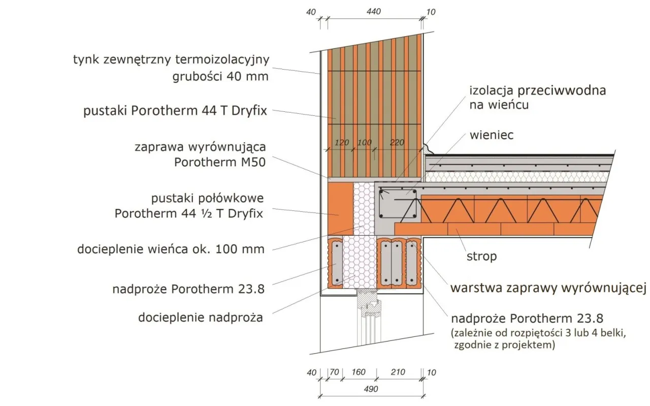 wieniec żelbetowy pod murłatę przekrój