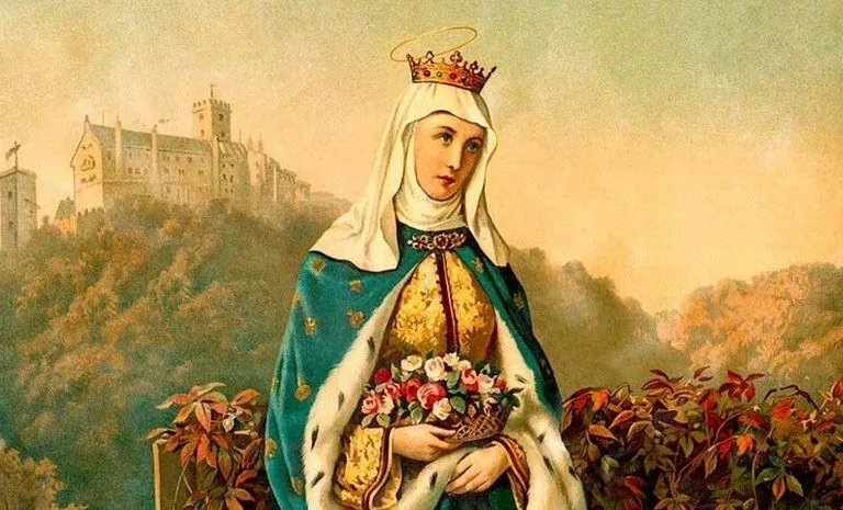 Święta Elżbieta Węgierska z ubogimi i chorymi