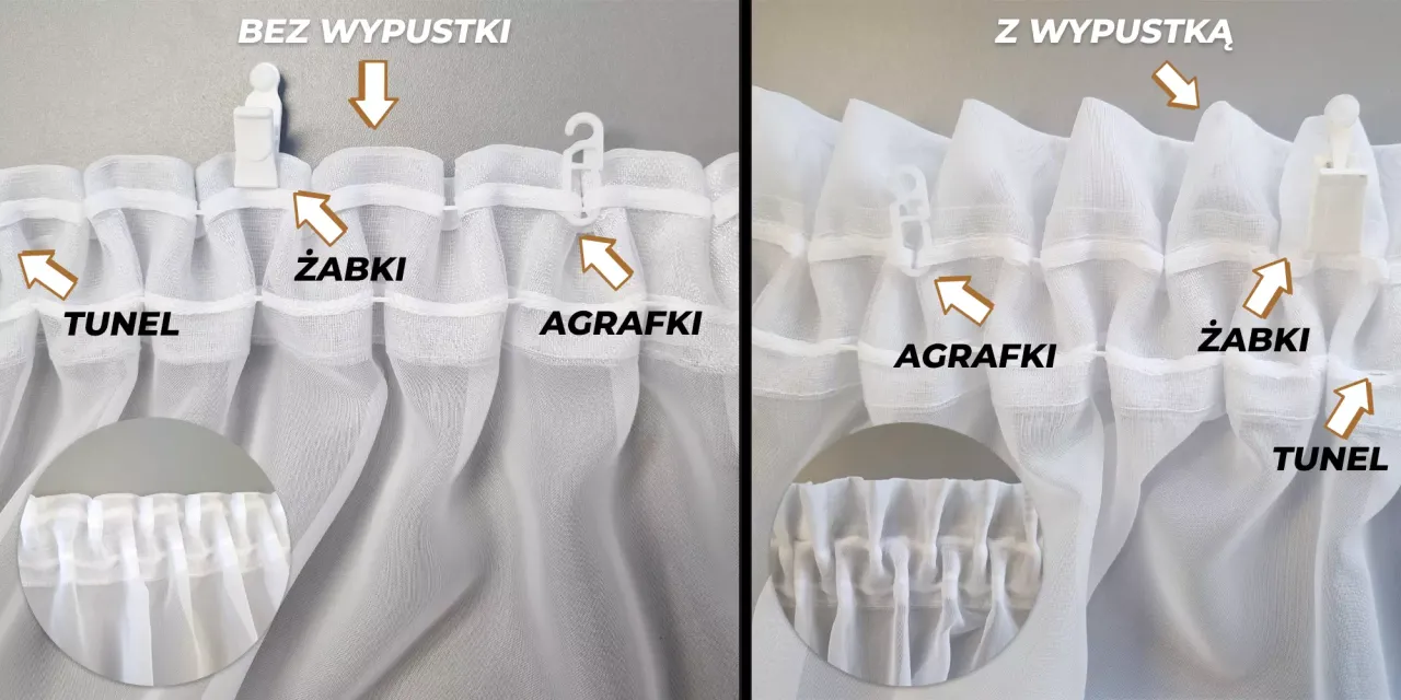 Firany na żabkach i agrafkach por&oacute;wnanie