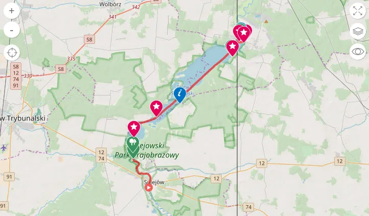 mapa spływów kajakowych Pilica Tomaszów Mazowiecki