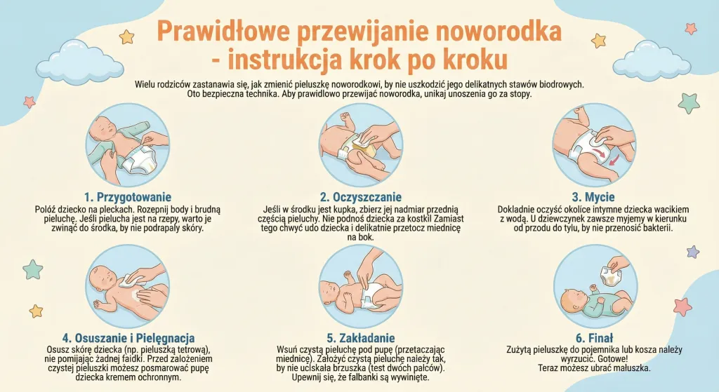 Jak założyć pieluchę jednorazową krok po kroku instrukcja