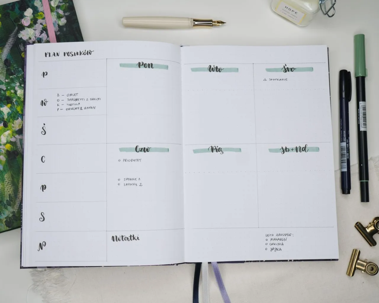 planowanie dnia z aktywnościami sportowymi kalendarz