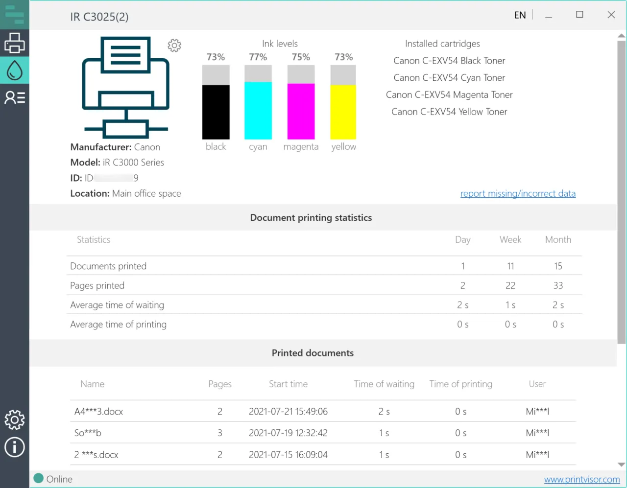 panel administracyjny drukarki sieciowej interfejs webowy