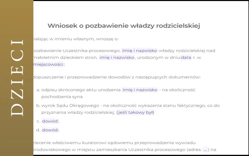 przesłanki pozbawienia władzy rodzicielskiej, ochrona dziecka