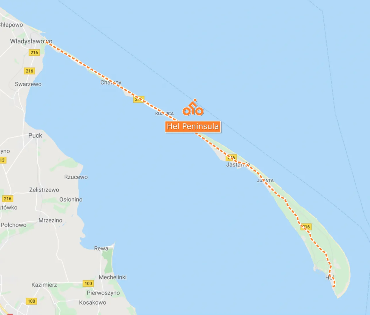 P&oacute;łwysep Helski trasa rowerowa