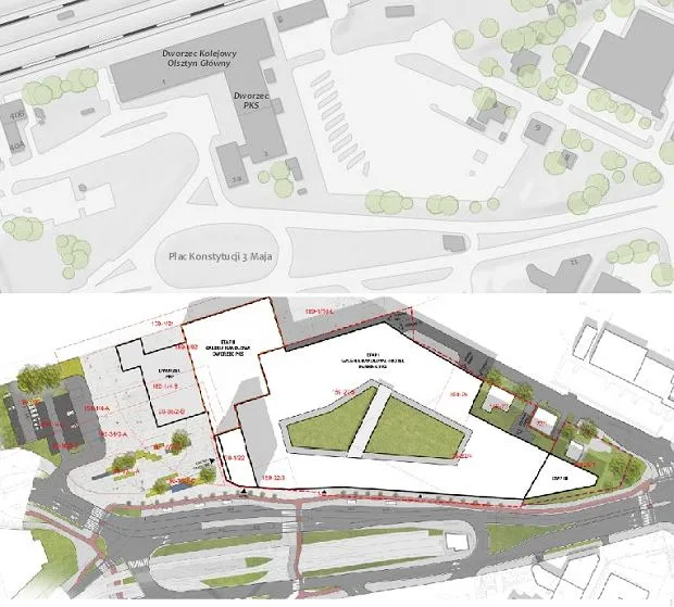 mapa dworca Olsztyn Gł&oacute;wny PKS