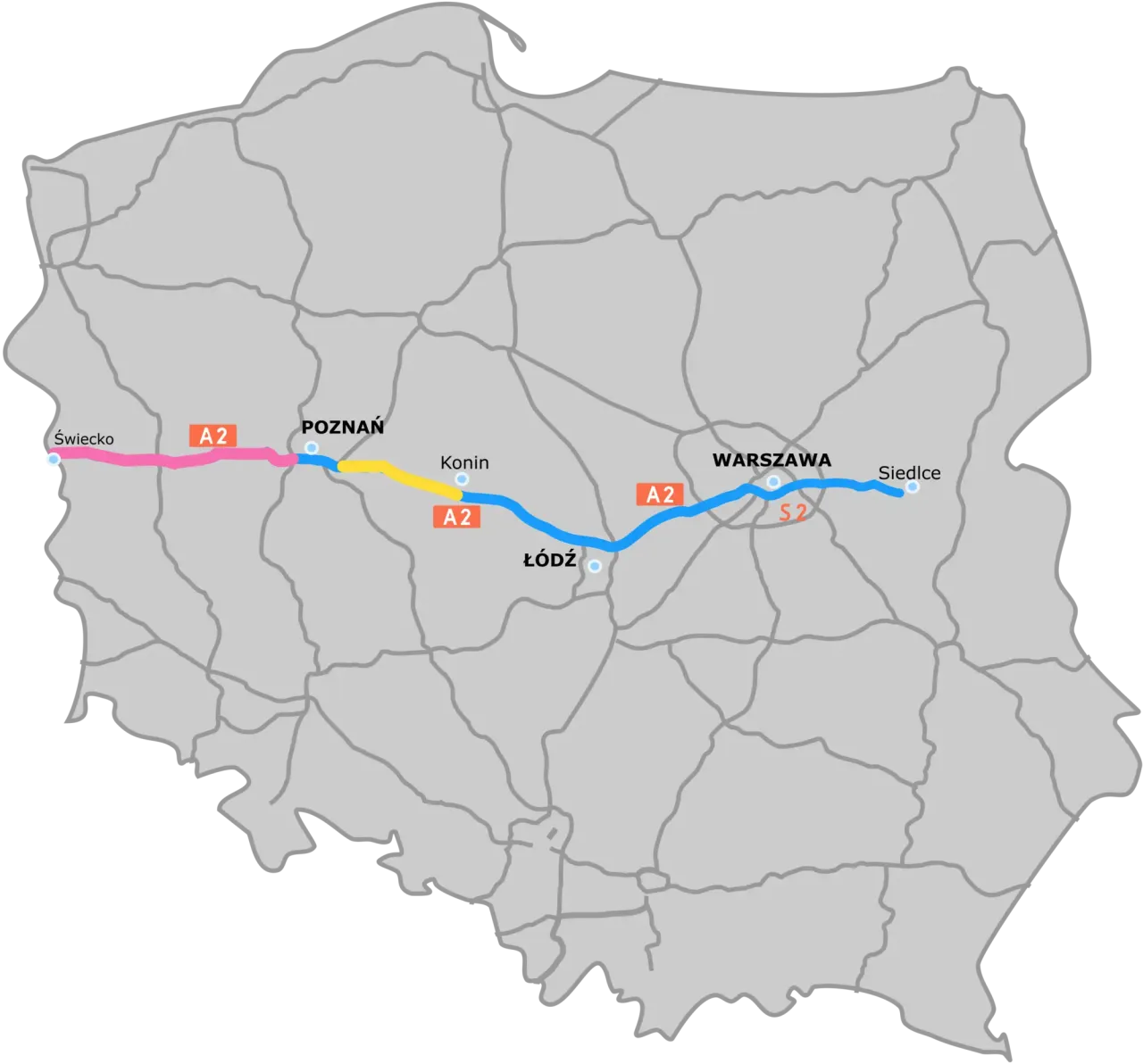 Autostrada A2 bramki Poznań Konin