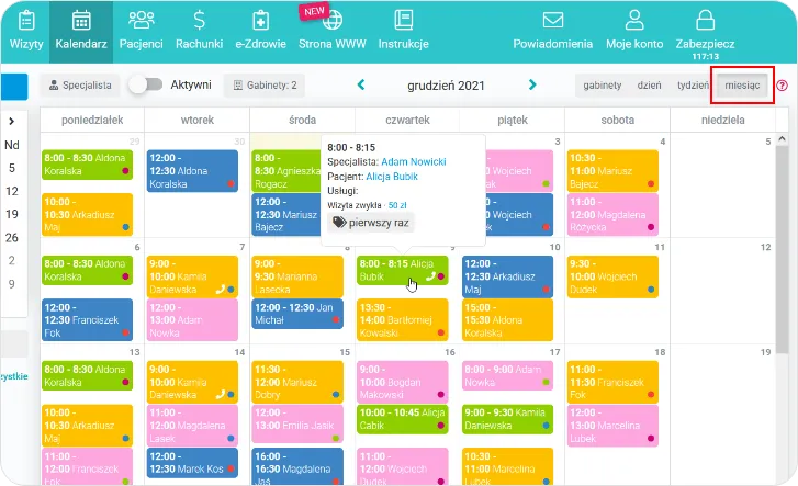Kalendarz z długim czasem oczekiwania na wizytę lekarską NFZ