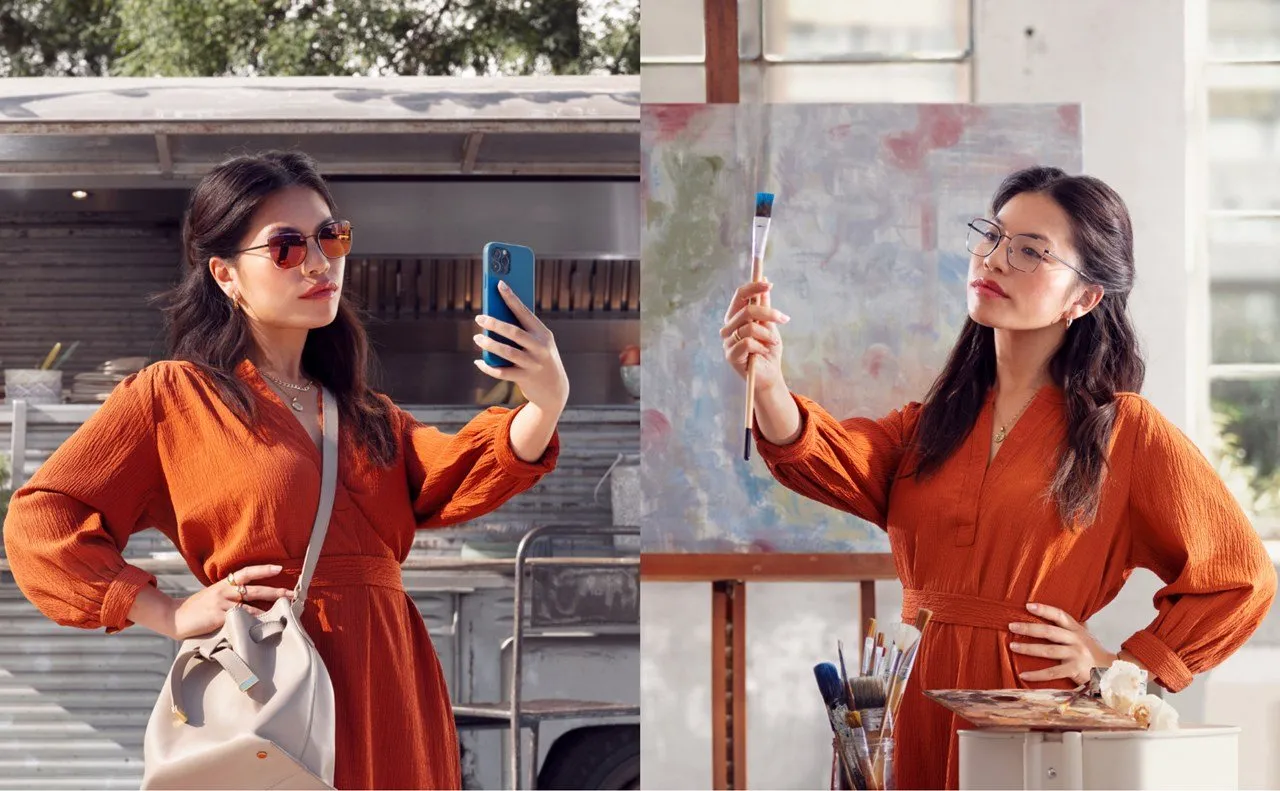 soczewki fotochromowe przed i po zaciemnieniu