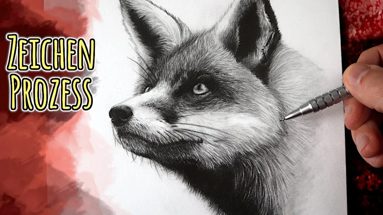 realistische Fellzeichnung Bleistift Fuchs