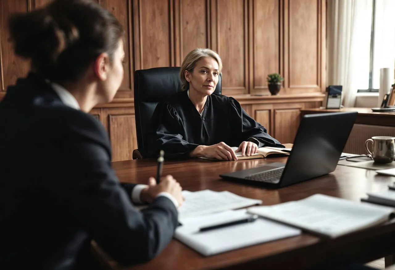 osoba w sądzie z prawnikiem