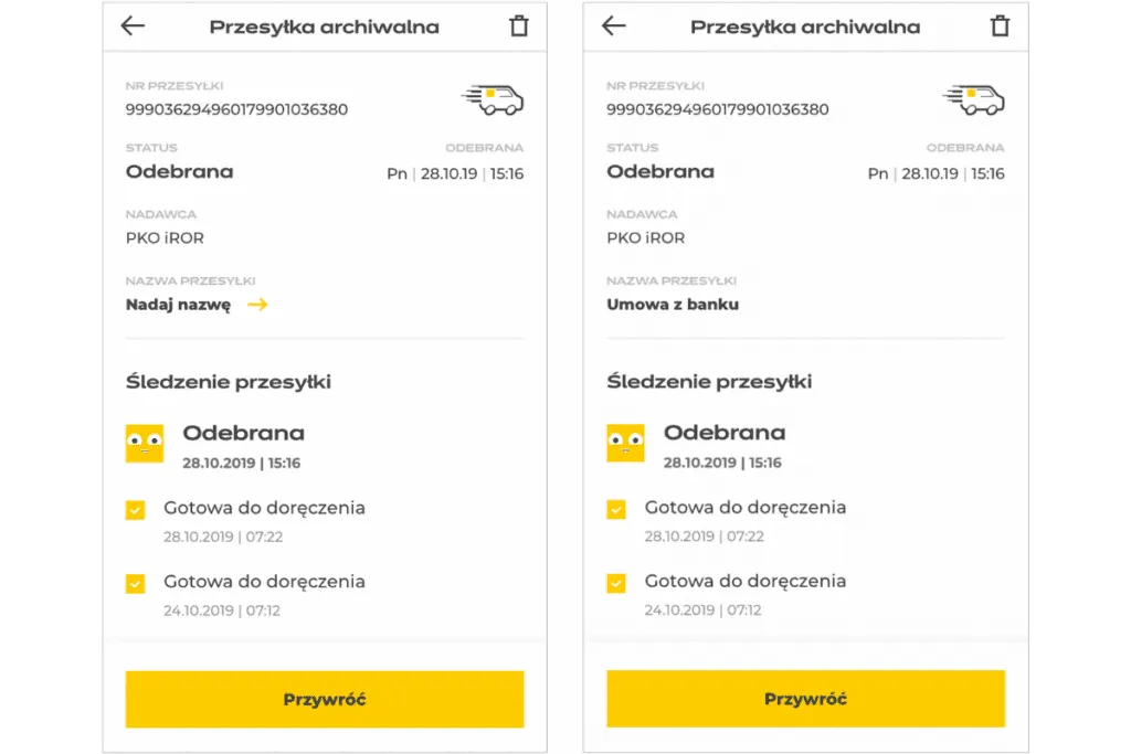 InPost Mobile aplikacja przekierowanie paczki ekran