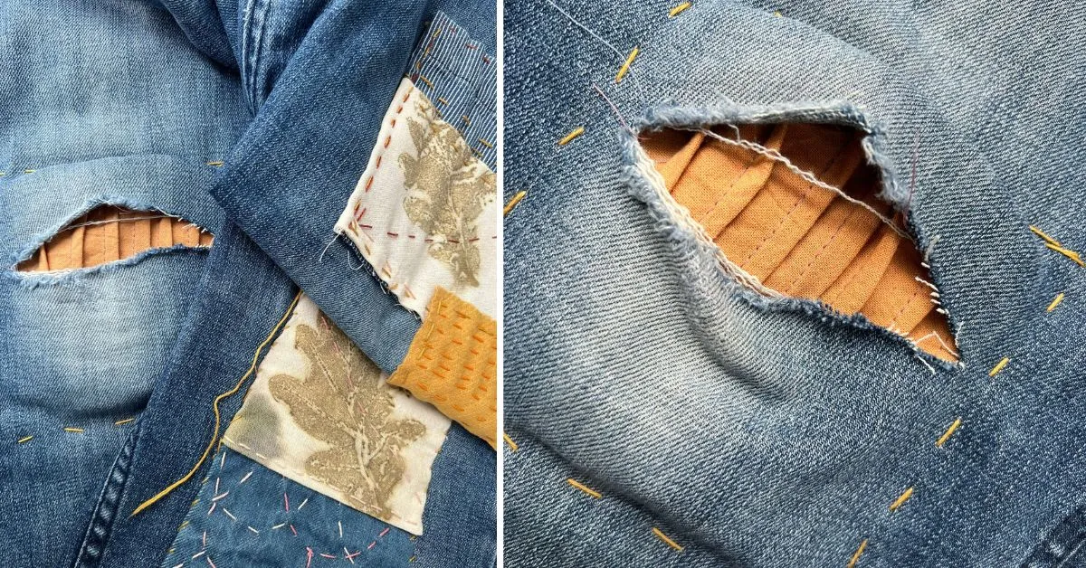 kreatywne łatanie jeansów visible mending