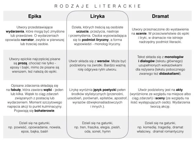 R&oacute;żne rodzaje akcji w literaturze gatunki