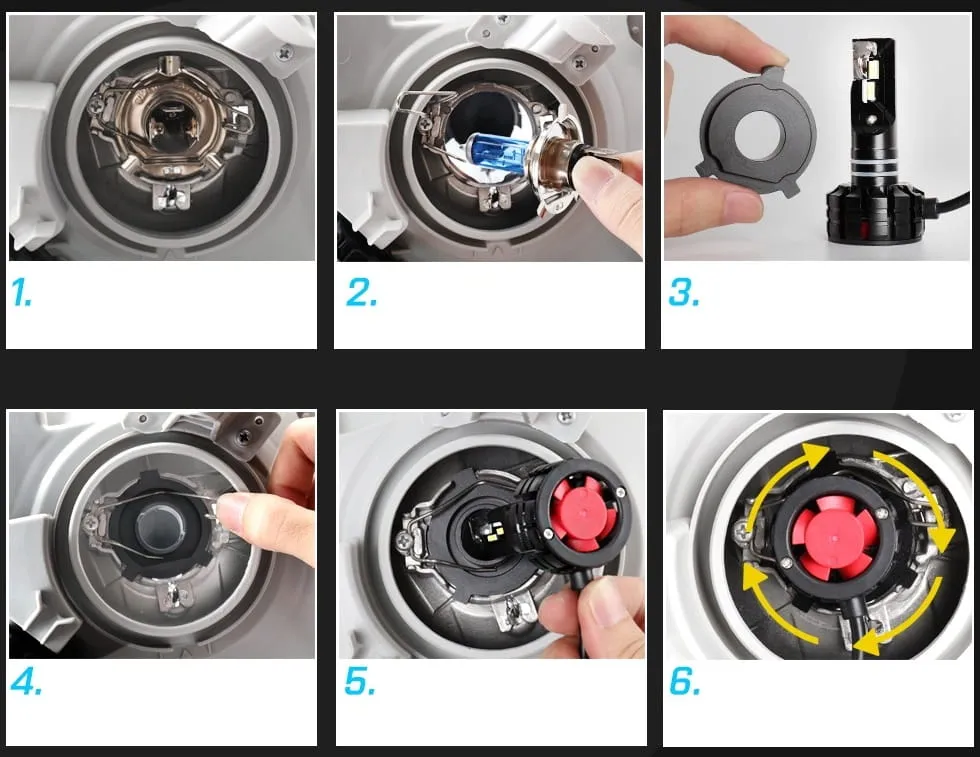 prawidłowe ustawienie diod w żar&oacute;wce LED H7 w reflektorze