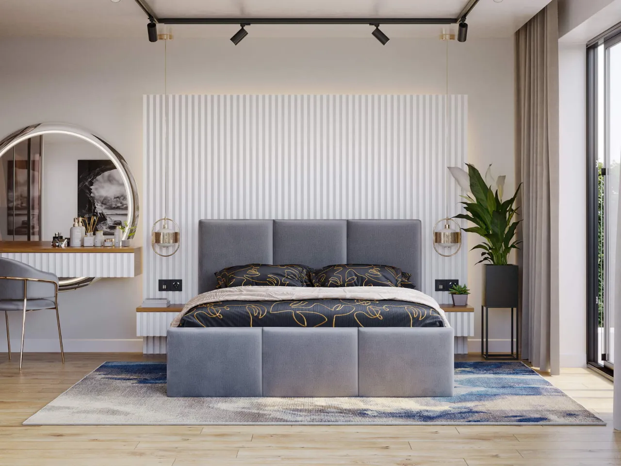 Inspiracje na ścianę za łóżkiem w sypialni