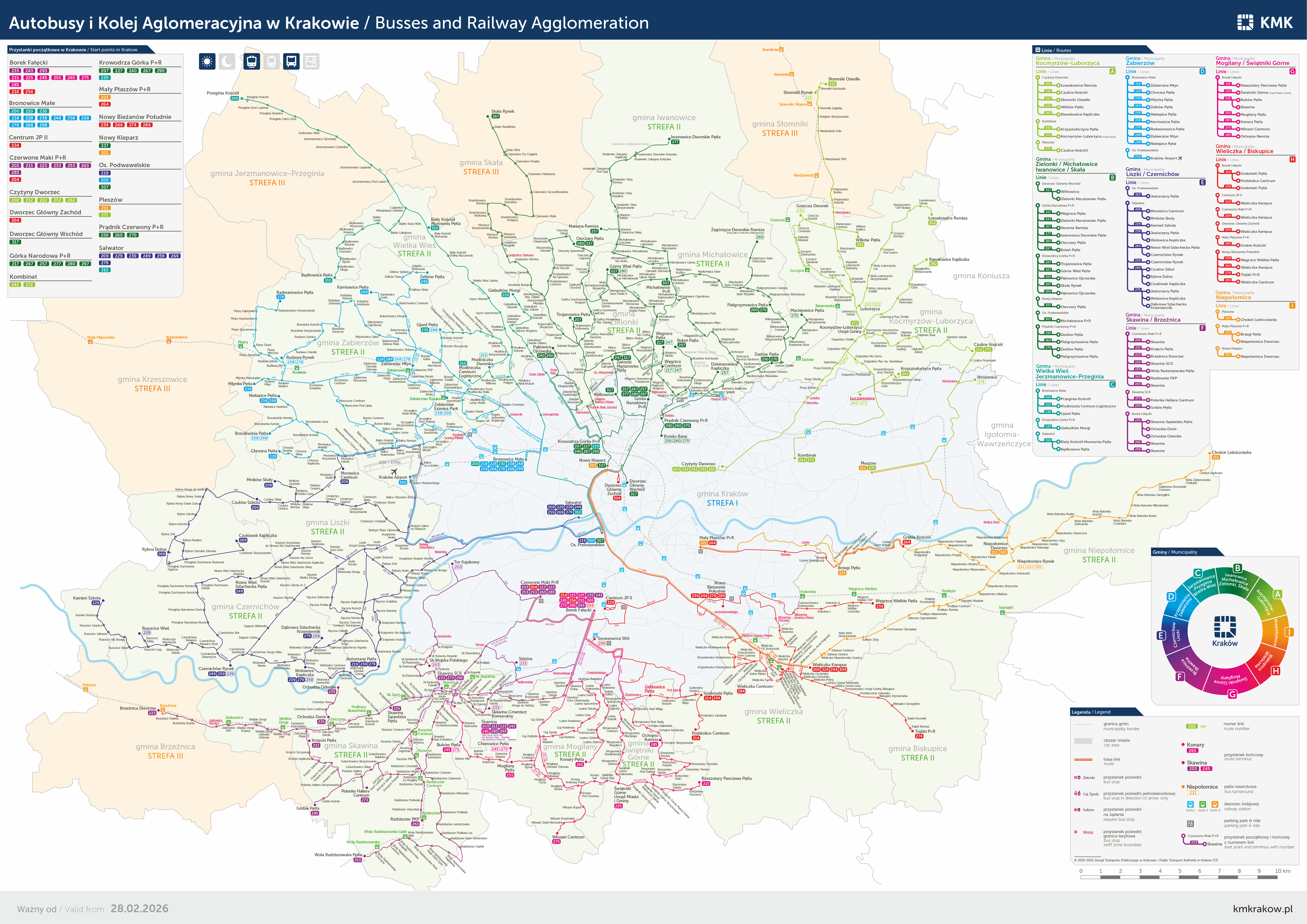 Mapa komunikacji miejskiej i aglomeracyjnej w Krakowie i okolicach. Zobacz busy krk pl i trasy autobusów.