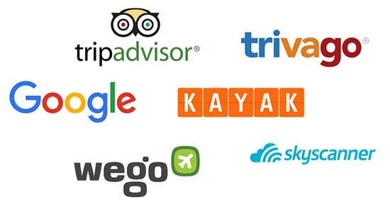 ikony portali z opiniami o hotelach booking tripadvisor google