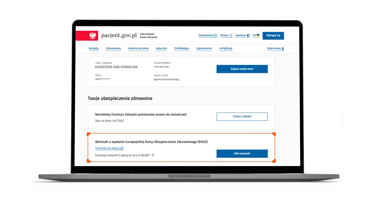 Formularz wniosku EKUZ PDF