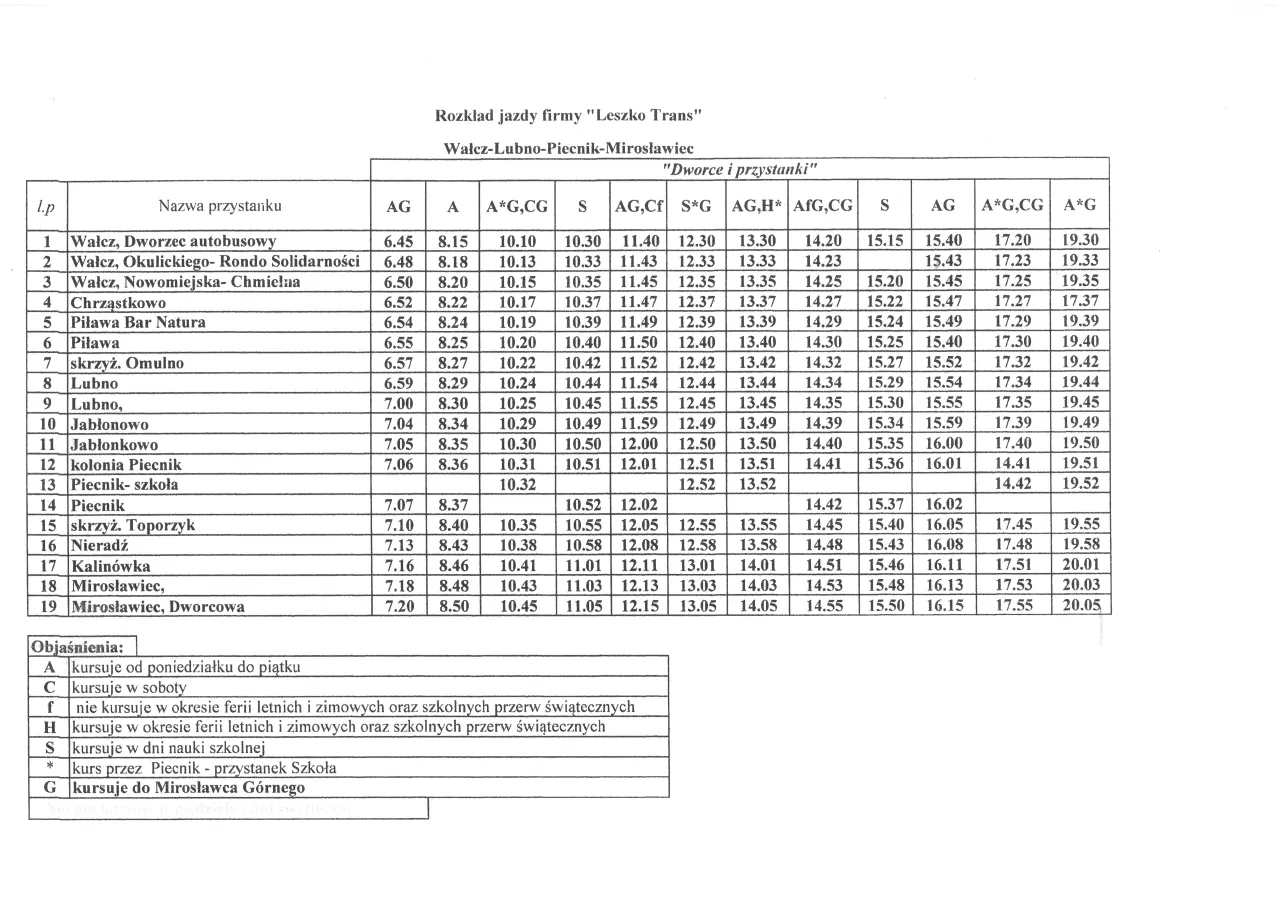 Rozkład jazdy Łęcz Trans e-podr&oacute;żnik