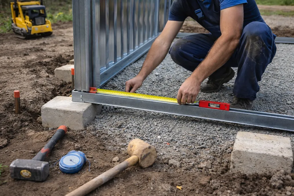Kotwienie garażu na różnych podłożach, garaż blaszany fundament