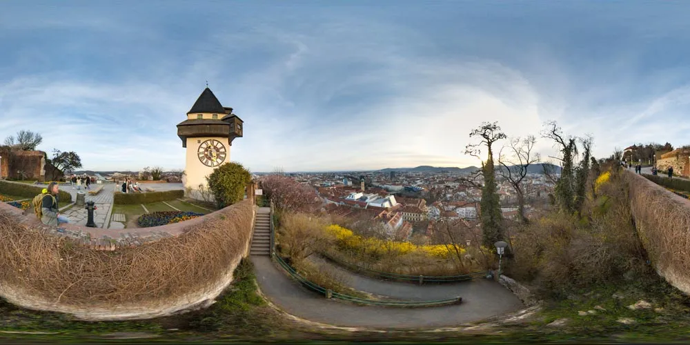 Graz Schlossberg Uhrturm panorama