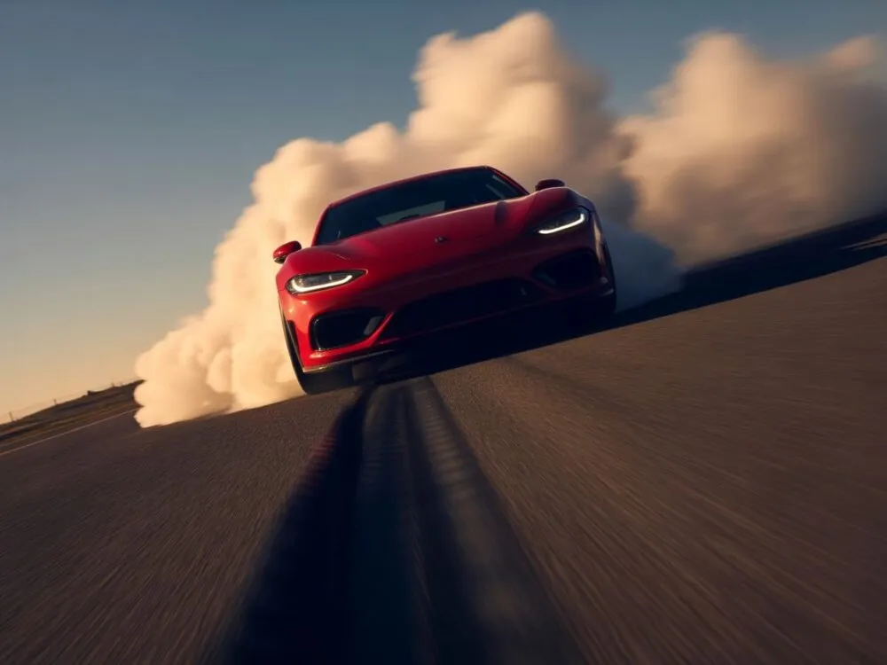 Samoch&oacute;d ruszający z piskiem opon na torze