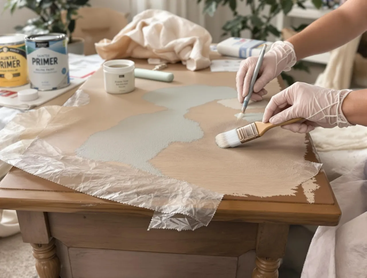 Malowanie mebli z okleiny przed i po