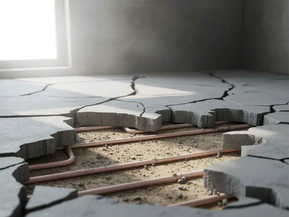 uszkodzona świeża wylewka pęknięcia