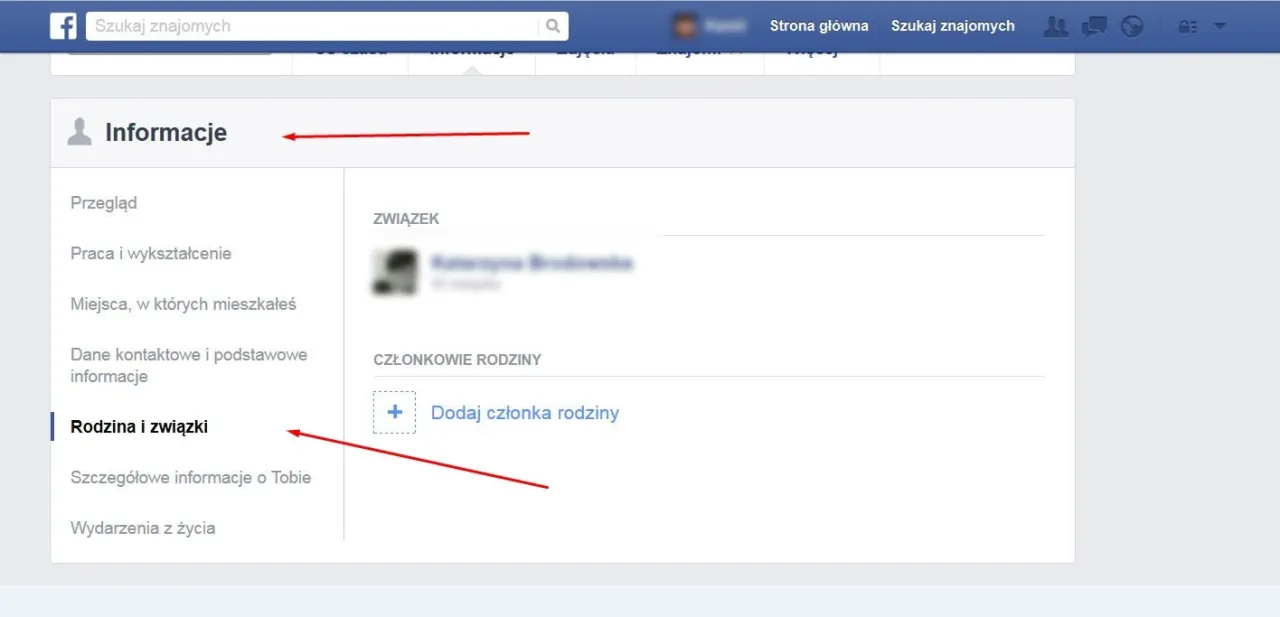 facebook edycja statusu związku