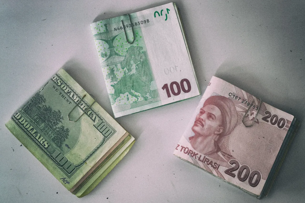 Waluty tureckie euro dolary liry banknoty