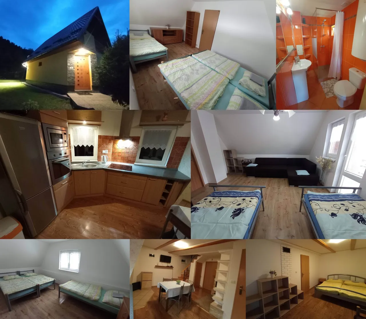 R&oacute;żne typy zakwaterowania w Pieninach (kolaż zdjęć)