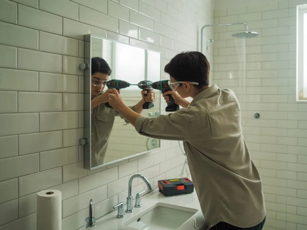 narzędzia do montażu lustra łazienkowego