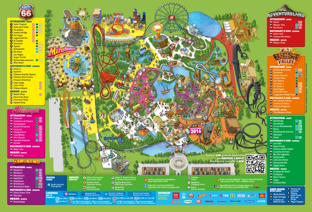 Mappa ufficiale Mirabilandia con legenda