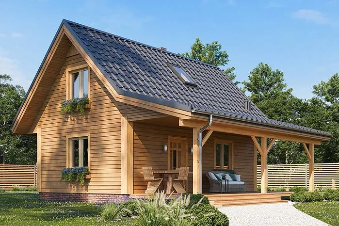 dom drewniany 70m2 projekt